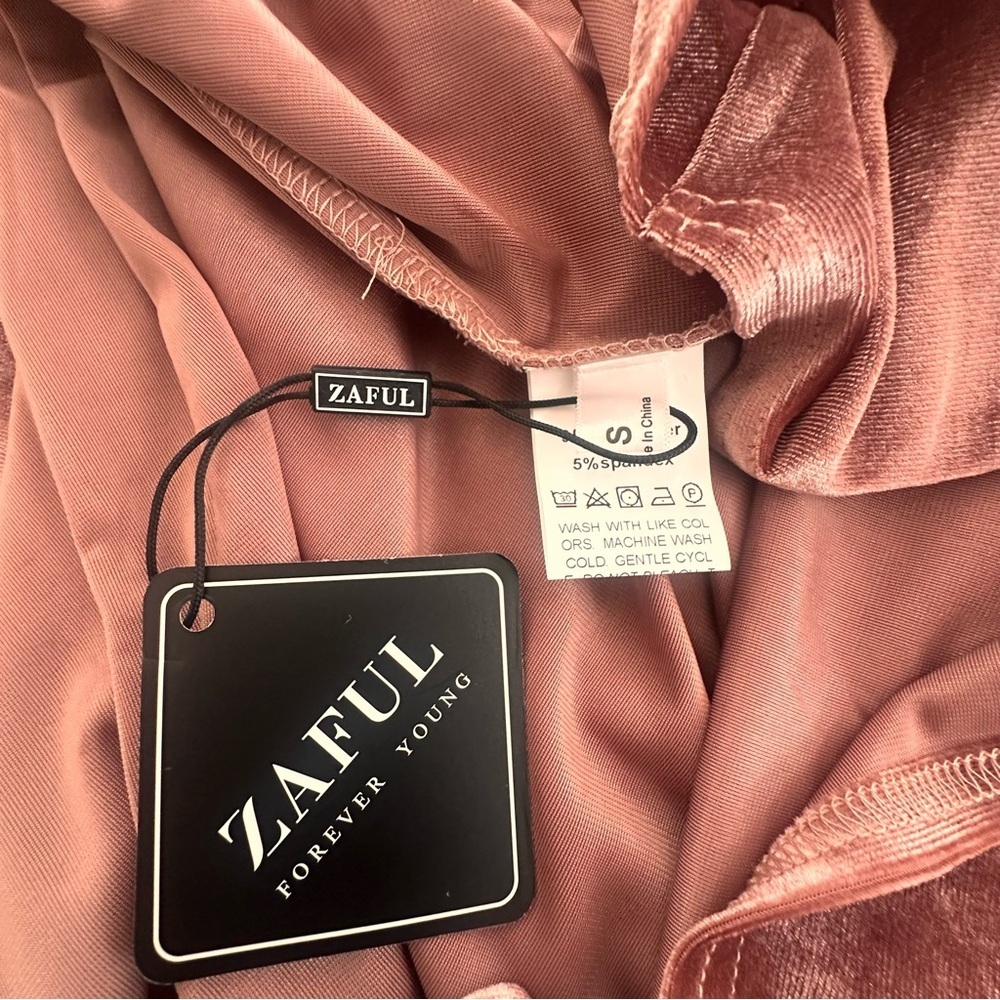 Zaful Women’s Velvet Cocktail Dress Cowl Neck Bodycon Ruched Dark Pink Small - Picture 7 of 9